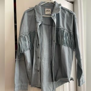 Zara Blue Fringe Jacket